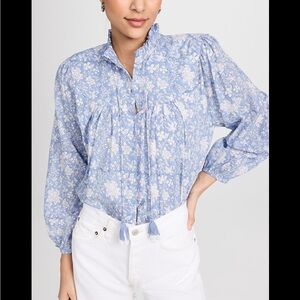 Elegant Blue Floral Women's Blouse
